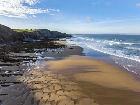 Sand patterns seen from the air on Cornish beach Stock Photos