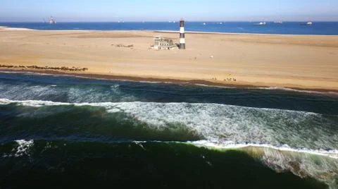Sand peninsula with old lighthouse in Namibia, southern Africa Fotos de archivo