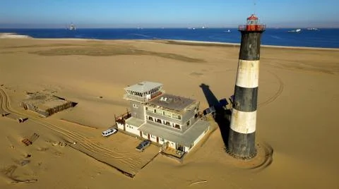 Sand peninsula with old lighthouse in Namibia, southern Africa Fotos de archivo