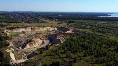 Sand pit aerial view Video stock 135049006