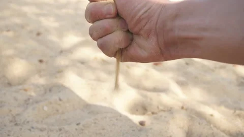 The sand pours from the hands of slow motion, close up Stock Footage 126665232