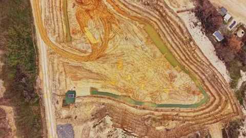 Sand quarry site showing extraction and land preparation in operation Stock-Footage 337391814