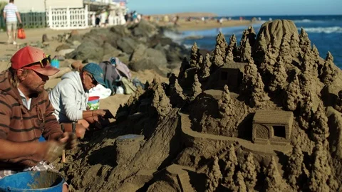 Sand Sculpture on the Beach Stock Footage 101740558