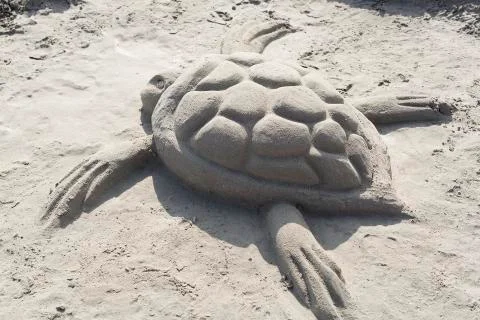 Sand sculptures from the beach Stock Photos