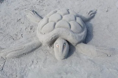 Sand sculptures from the beach Stock Photos