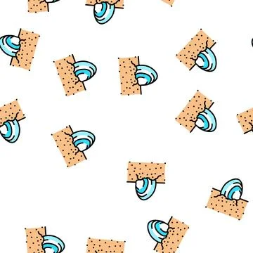 Sand sea shell vector seamless pattern Stock Illustration