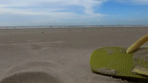 Sand Sticking to Sandals on the Beach Stock Footage 301732560