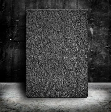 Sand Stone poster frame in Empty Grunge concrete wall and cement floor Foto stock