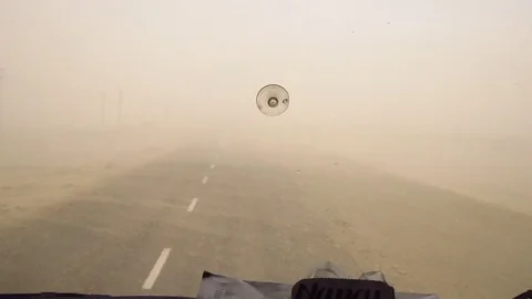 Sand storm on a road Stock Footage 104199063