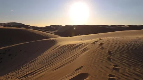 Sand storms in desert in windy day in XiangshaWan, or Singing sand Bay, in ho Stock Footage 136466084
