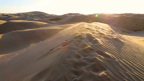 Sand storms in desert in windy day in XiangshaWan, or Singing sand Bay, in ho Stock Footage 136466126