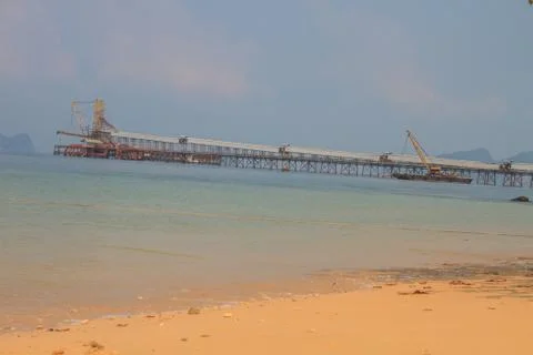 Sand sucking ship 스톡 사진