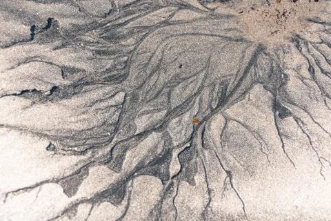 Sand Texture on Beach Close Up, Summer Day Scene. Vibrant View of Sand Struct Stock Photos