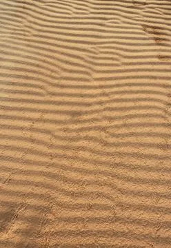 Sand texture on a desert dune with patterns in the form of waves created by t Stockfoto's