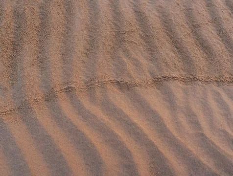 Sand texture on a desert dune with patterns in the form of waves created by t Fotos de archivo