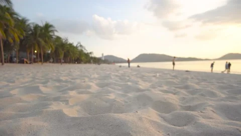 Sand texture in sunset Shot on camera dolly slide and landscapes view coconut Stock Footage 149529317