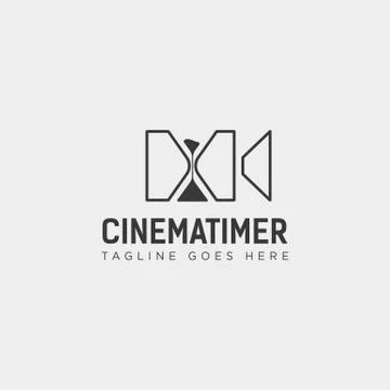 Sand timer cinema entertainment simple logo template vector illustration イラスト素材