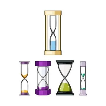 Sand timer collection measuring passing time Stock Illustration