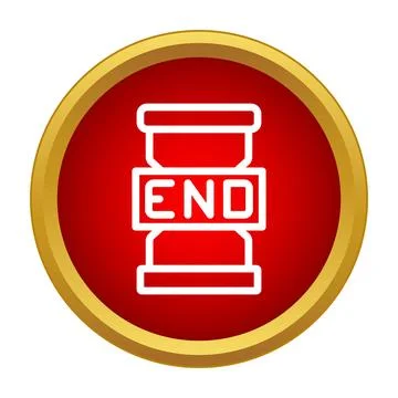 Sand timer with end concept in golden circle icon Stock Illustration