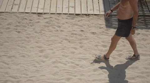 Sand Trail On The Beach Stock Footage 55871091