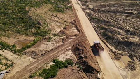 Sand transport from open pit. Dump truck transports sand and gravel 스톡 동영상 156629768