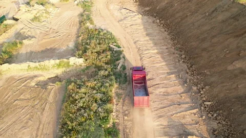 Sand transport from open pit. Dump truck transports sand and gravel Stock-Footage 161961531