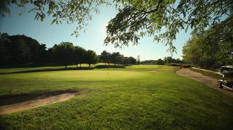 Sand traps on empty golf course Stock Footage