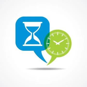 Sand watch  and clock in message bubble stock vector 스톡 일러스트