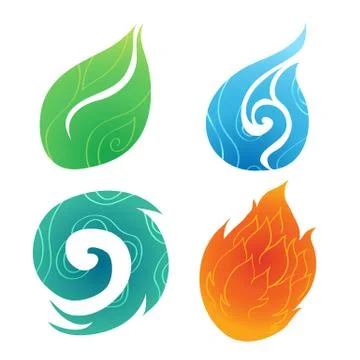 Sand Water Wind Fire Stock Illustration