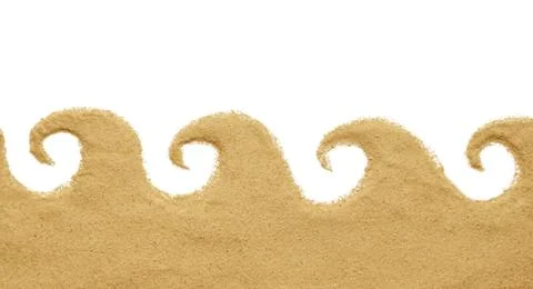 Sand with wave shape isolated on white 库存照片