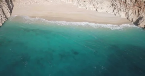 Sand Waves Aerial Video Pull Out Reveal Kaputas Beach Turquoise Coast Turkey Stock Footage 89270992