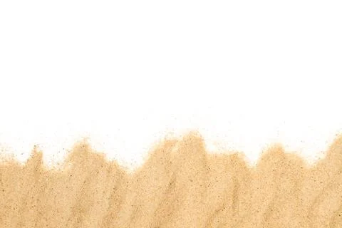 Sand on a white background beach shape in a top view Foto stock