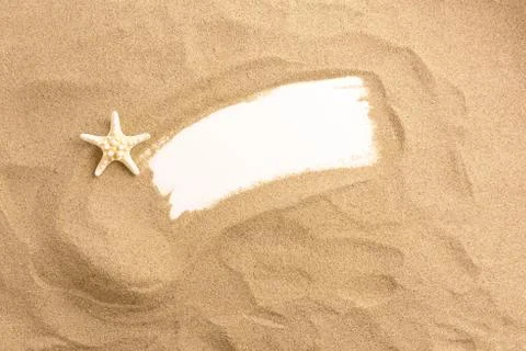 Sand on white background. Summer background with copy space and frame for tex Stock Photos