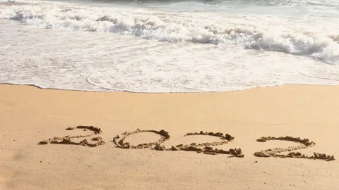 Sand Writing 2022 Washes Away Stock Footage 248778978