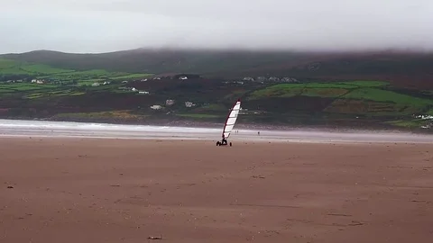 Sand yachter on Inch beach Stock Footage 72898028