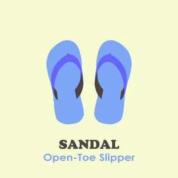 Sandal or open-toe slipper on yellow background flat vector illustrations Stock Illustration
