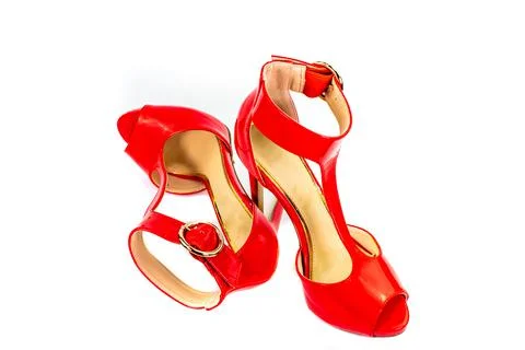Sandal with red patent heel Foto stock