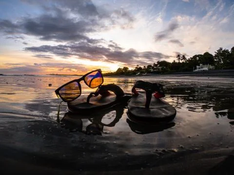 Sandal sunset Stock Photos