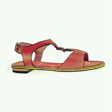 Sandal vector sketch icon isolated on background. Hand drawn Sandal sketch icon Stock Illustration