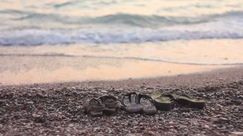 Sandals on the beach Stock Footage 8548726