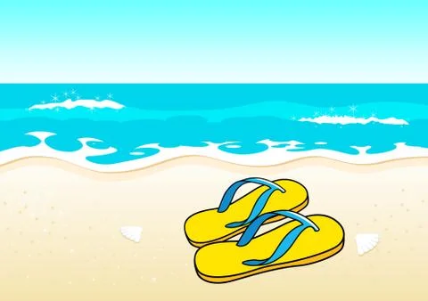 Sandals On Beach Stock Illustration
