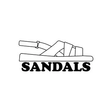 Sandals logo design. Side view. Shoes symbol vector clipart and drawing. Stock Illustration