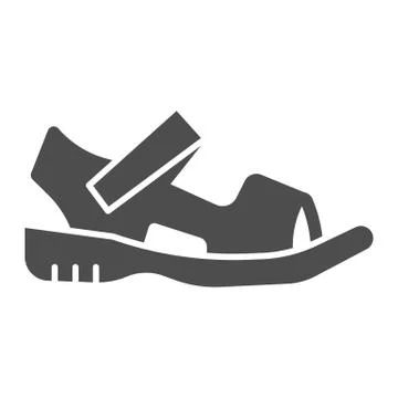 Sandals solid icon, Summer shoes concept, Sandal sign on white background, light Stock Illustration