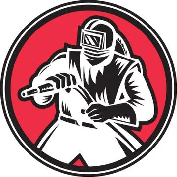 Sandblaster sandblasting circle retro Stock Illustration