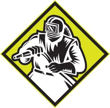 Sandblaster sandblasting diamond retro Stock Illustration