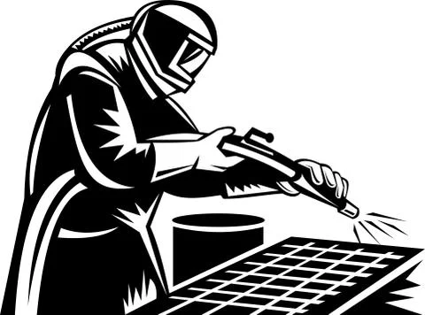 Sandblaster at work Stock Illustration