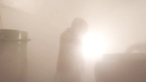 Sandblasting the body of the car Stock Footage 127359727