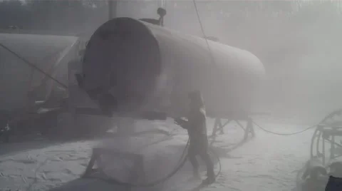 Sandblasting close high angle Video stock 1031829