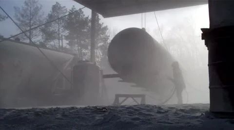 Sandblasting medium low angle Video stock 1031907