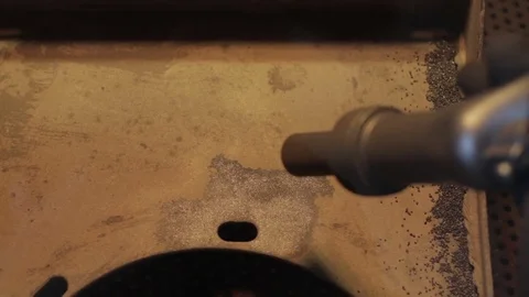 Sandblasting of metal. Close-up. Stock Footage 80763948